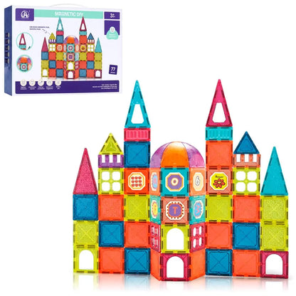 Magnetic Tiles Building Set for Kids 77-Piece (Ages 3+)