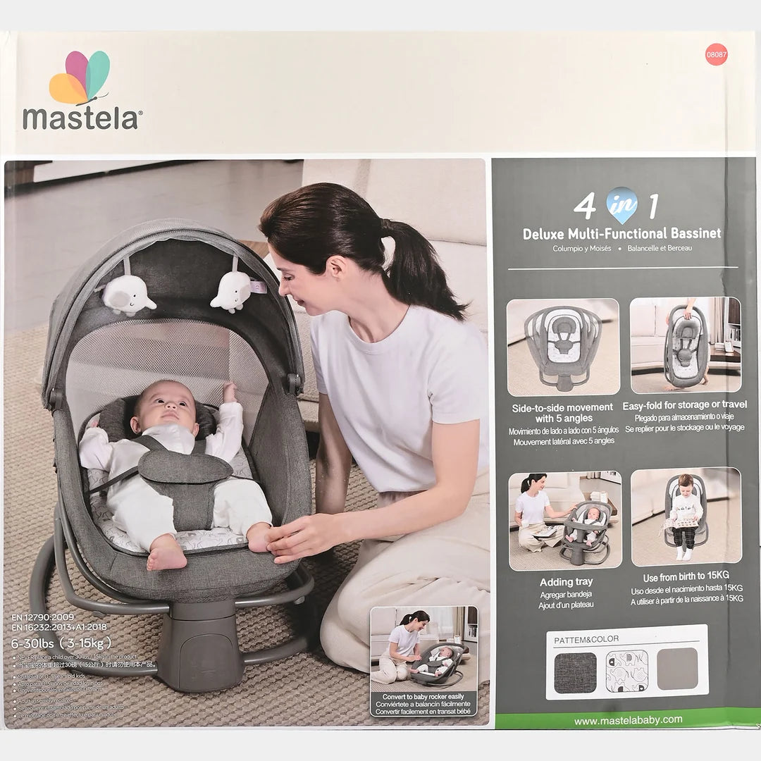 Mastela 4-in-1 deluxe bassinet and baby rocker with tray and foldable frame