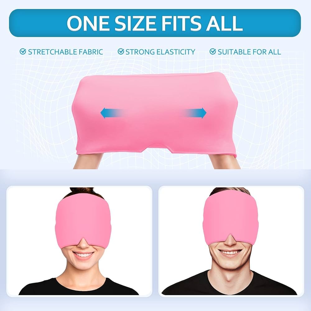 Migraine Relief Gel Ice Headache Cap – Cooling Eye & Forehead Wrap