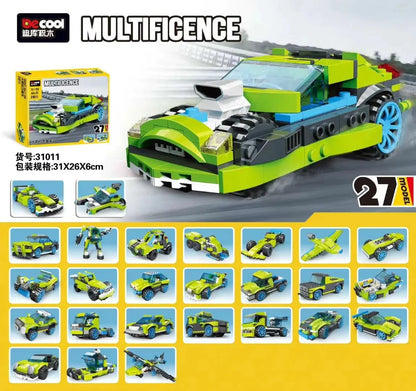 Multificence Rocket Rally Car Building Set – 241 Pcs | 27 Models | Ages 6+ - 31011