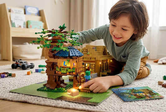 My World Tree House Building Set – 587+ Pieces | Light-Up Minecraft-Style Toy - 44123