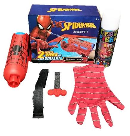Spider-Man Web Launcher Cosplay Set with Glove & Crazy Ribbon – 2-Mode Toy for Kids (Ages 3+)