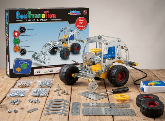 Metal Construction Build & Play RC Excavator – 221+ Pieces STEAM Toy - Polylong 702