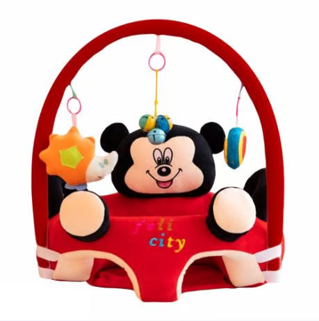 Baby Activity Gym Plush Sofa Seat with Hanging Toys - Soft Infant Play Center