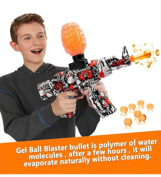 منی اے کے 47 جیل بال بلاسٹر گن - 1000 جیل بالز اور یو ایس بی چارجنگ کے ساتھ الیکٹرک واٹر بیڈ شوٹر کھلونا
