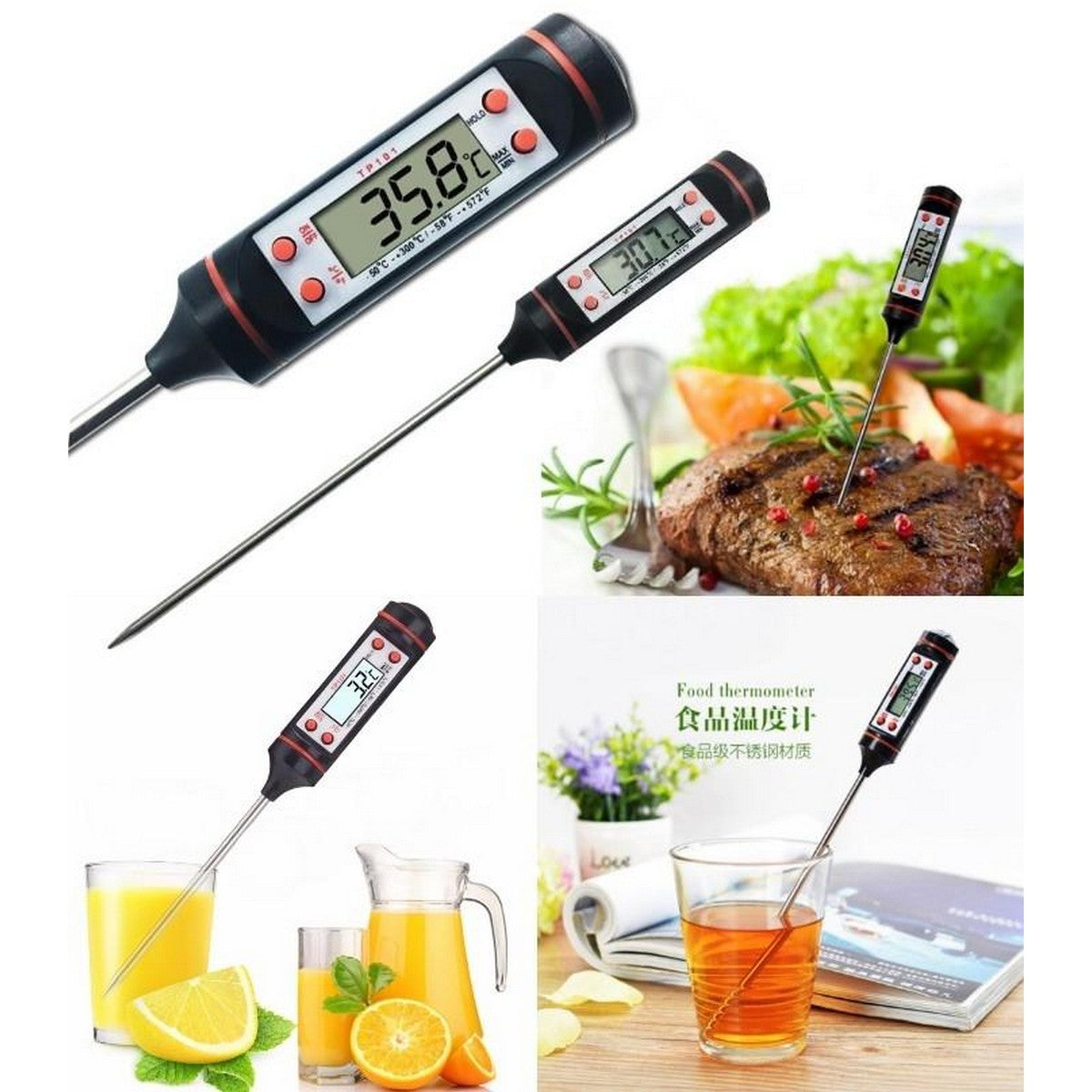 Digital Meat Thermometer – 5-Second Instant Read, Waterproof Kitchen Probe