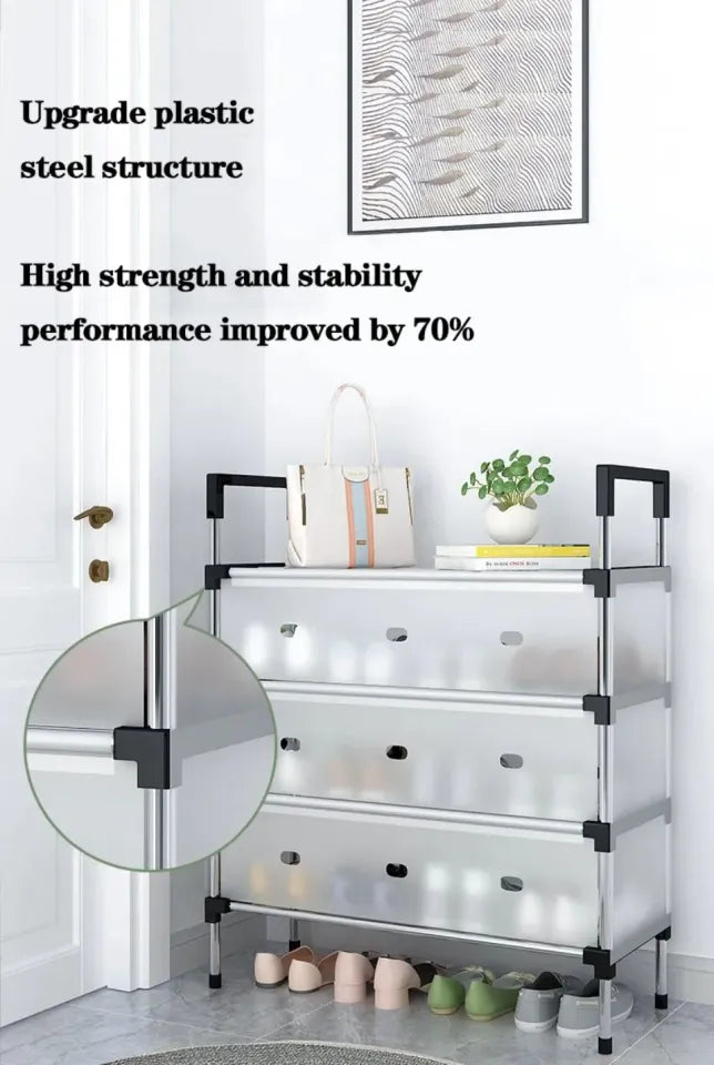 Stackable Dustproof Shoe Rack with Flip-Up Covers | 5, 6 & 7 Layers