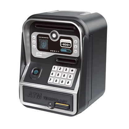 ATM Piggy Bank Money Safe for Kids – Fingerprint & Password Lock, Card Insert, Auto Bill Feeder