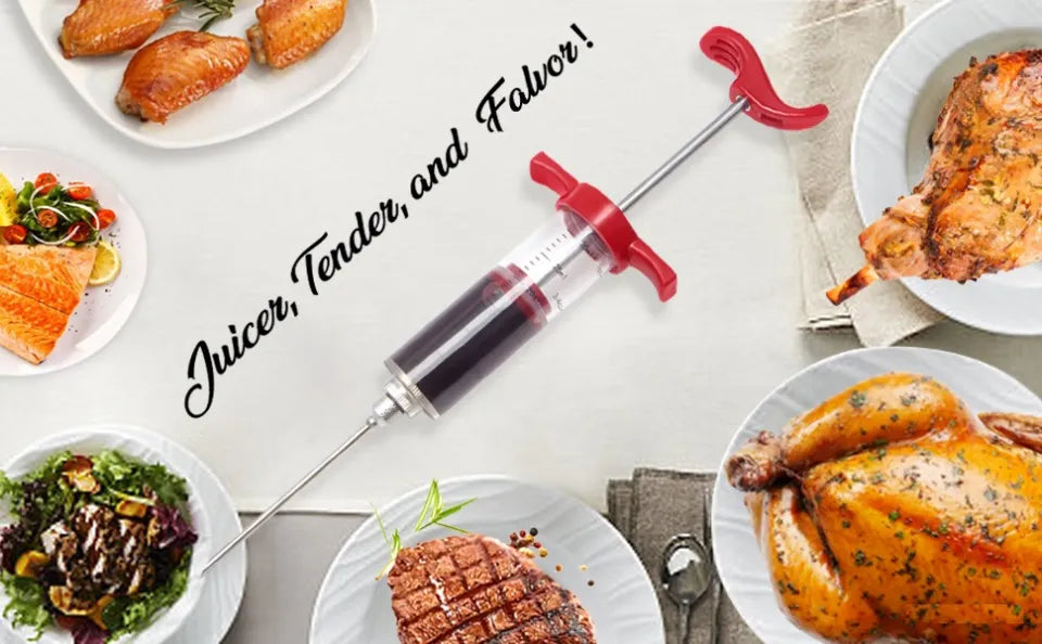 Meat Flavor Injector Syringe – Professional BBQ Marinade Kit