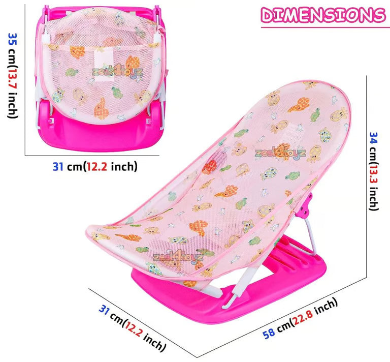 Mother's Touch Baby Bather - Adjustable Newborn Bath Seat with Padded Support