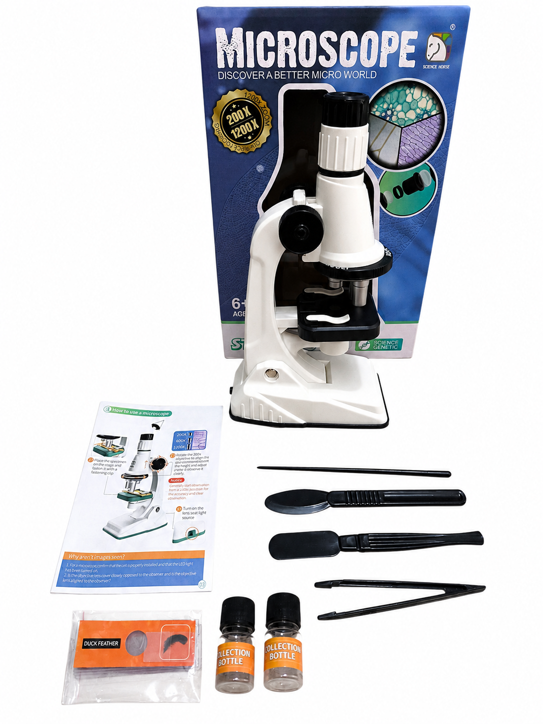 Educational Microscope for Kids - 200X 600X 1200X Magnification STEM Learning Toy