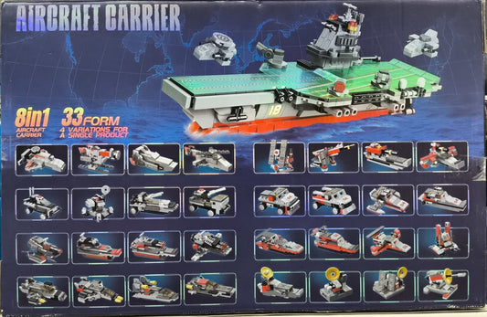 Aircraft Carrier Construction Blocks 8-in-1 Military Fleet Building Block Set, 617 Pieces - BB012E