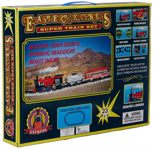Eastern Express Super Train Set – 23-Piece Steam Locomotive with Smoke, Sound & Headlight