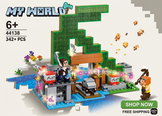 My World Building Blocks Set with LED Lights – 342 Pcs | Minecraft-Compatible | Ages 6+ - 44138