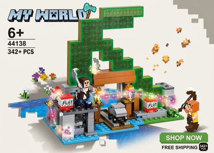 My World Building Blocks Set with LED Lights – 342 Pcs | Minecraft-Compatible | Ages 6+ - 44138