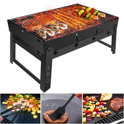 Portable Foldable Charcoal Barbecue Grill – Compact BBQ for Camping, Picnic & Outdoor Parties