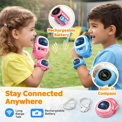 Kids Walkie Talkie Watch – 2-Way Radio, Compass & LED Flashlight (Pink & Blue Set)
