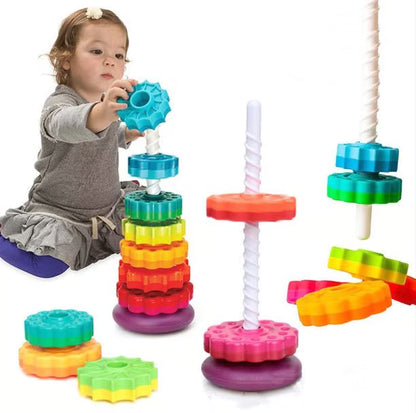 Rainbow Tower Stacking Toy - 12M+ Educational Building Set for Toddlers