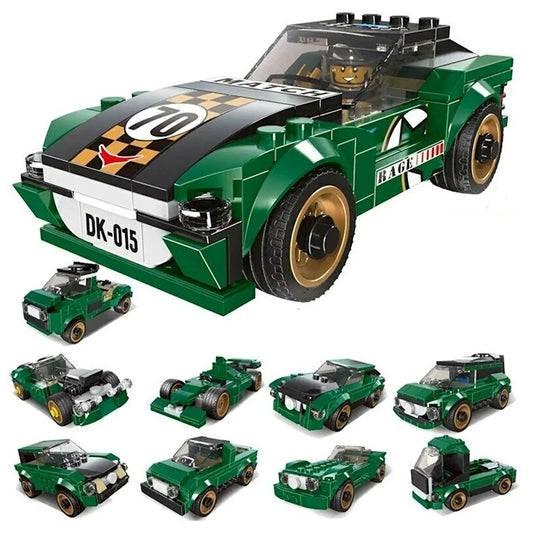 10-in-1 Super Racing Car Building Blocks Set - 195+ Pieces Educational STEM Toy for Kids Ages 6+