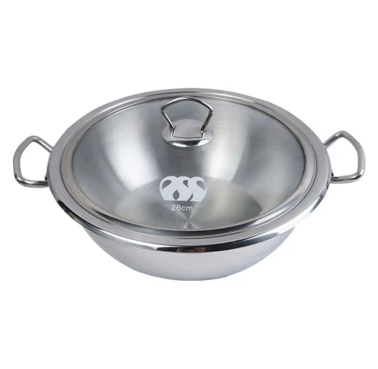 Alpha Encapsulated Stainless Steel Karahi with Glass Lid