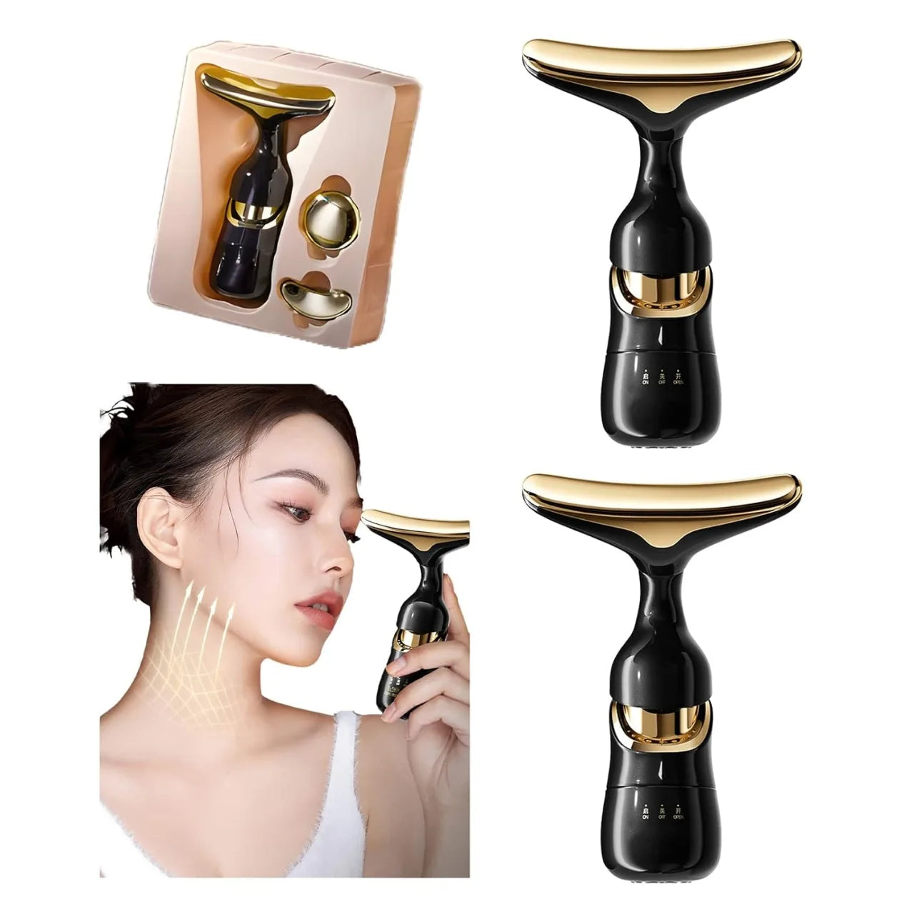 3-in-1 Face, Neck & Eye Beauty Massager – Spiral Interchangeable Heads