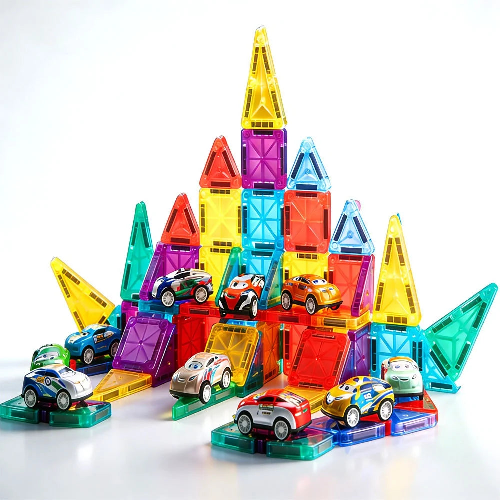 Mini Magnetic Building Blocks & Cars Set – 88 Pieces