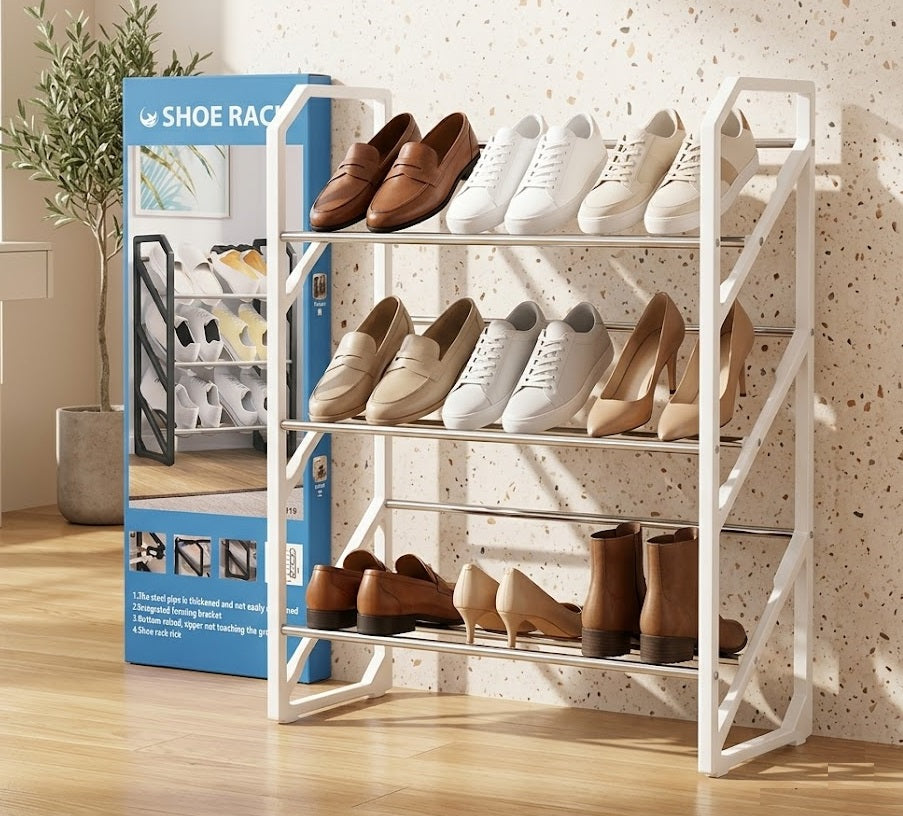 3-Tier Steel Shoe Rack – Space-Saving Entryway Organizer (YX9119)