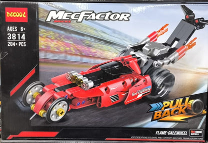 Decool MecFactor Flame-Galewheel Pull Back Racing Car (204+ Pcs) – Ages 6+ - 3814