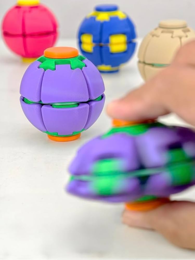 Press-to-Spin Stress Relief Fidget Ball – 360° Tactile Spinner Toy