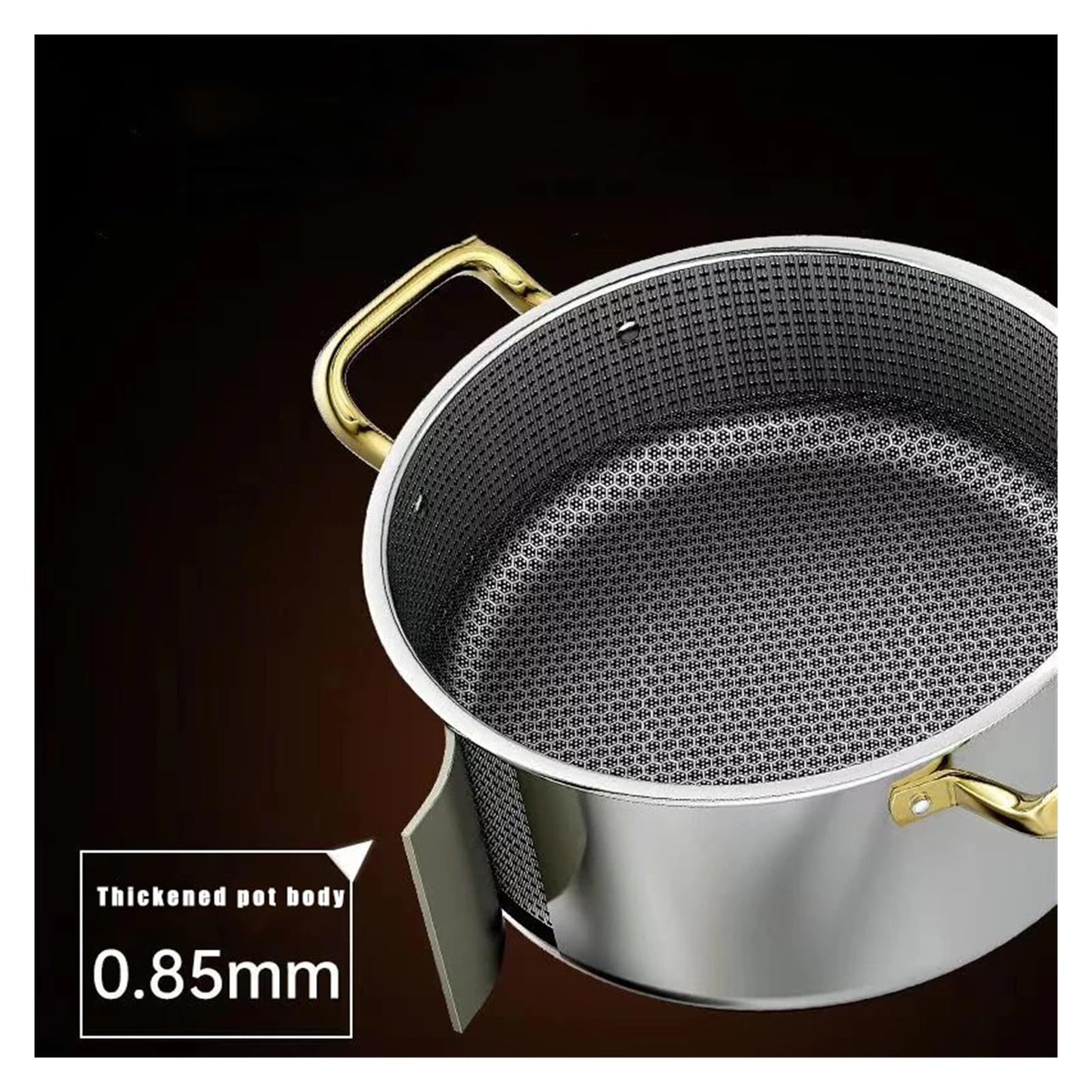 Triply Honeycomb Design Stainless Steel Pot with Glass Lid – 7 Sizes