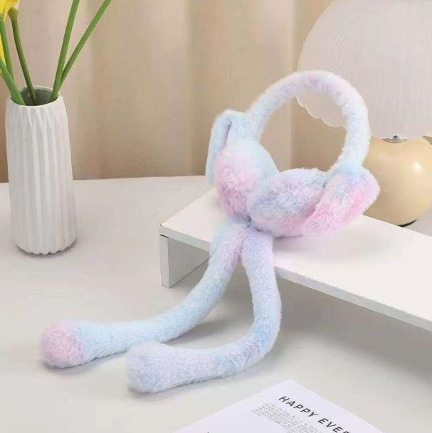 لڑکیوں کے لیے فلفی بنی ایئر وارمرز - حرکت پذیر کانوں کے ساتھ انٹرایکٹو آلیشان ایئرمفس