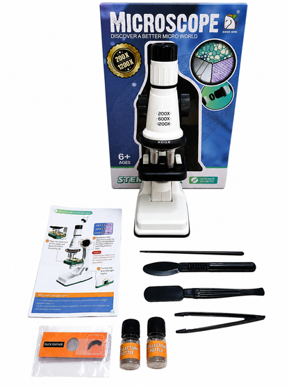 Educational Microscope for Kids - 200X 600X 1200X Magnification STEM Learning Toy