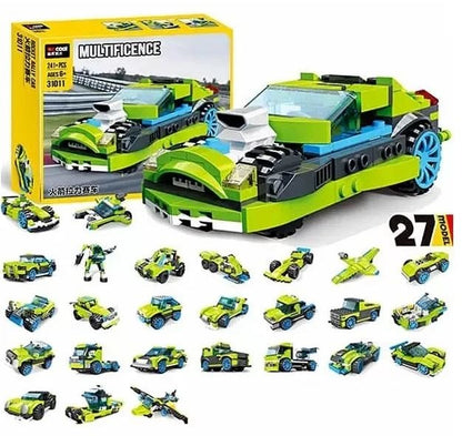 Multificence Rocket Rally Car Building Set – 241 Pcs | 27 Models | Ages 6+ - 31011