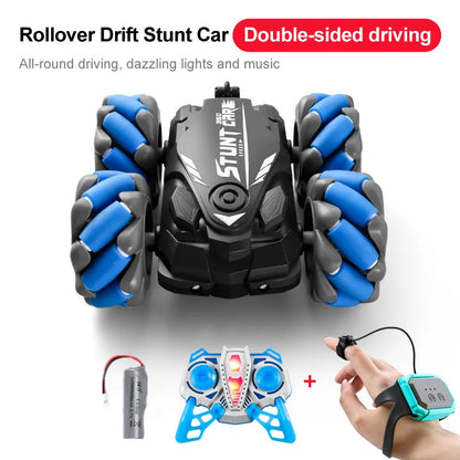 360° Rollover Drift Stunt Car – Double-Sided RC Car with Gesture Control Watch & LED Lights