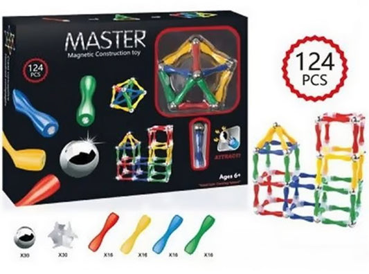 MASTER Magnetic Construction Toy Set - 124 Pieces Building Blocks for Kids Ages 6+