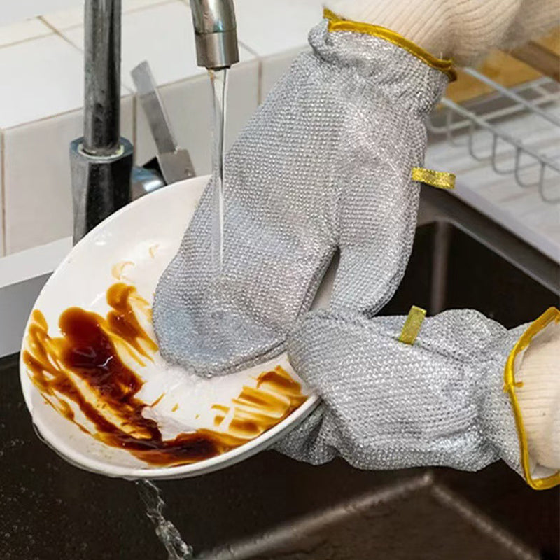 Steel Wire Dishwashing Gloves – Reusable Scrubbing Gloves for Kitchen Cleaning
