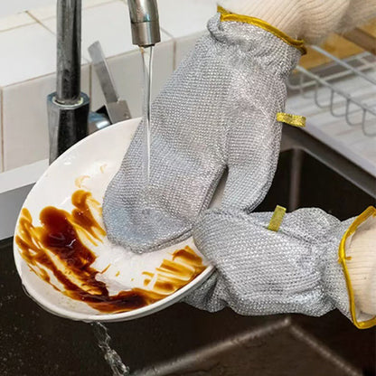 Steel Wire Dishwashing Gloves – Reusable Scrubbing Gloves for Kitchen Cleaning