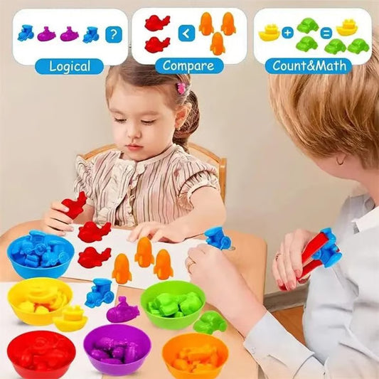 Children's Color Counting & Sorting Toy Set - Educational Math Learning Toys with Bowls & Scoops