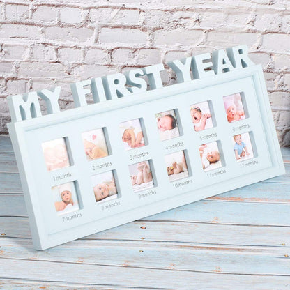 My First Year Baby Photo Frame - 12 Month Picture Collage Frame for Newborn Memories