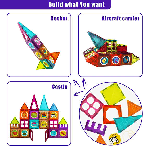 Magnetic Tiles Building Set for Kids 77-Piece (Ages 3+)