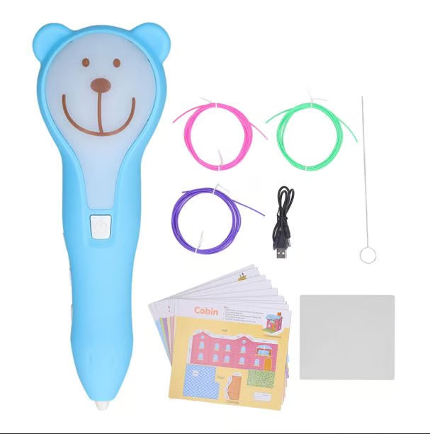 3D Printing Pen for Kids - Bear Design Creative Drawing Toy with Filaments
