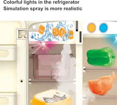 Magic Refrigerator Pretend Play Set for Kids – 39 Pcs with Mist Function, Ice Dispenser, Light & Sound