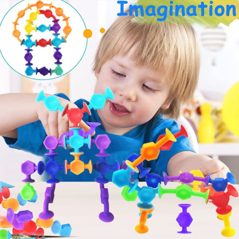Silly Suckers 36 Pieces - Bathtub Toys for Kids Age 3+ | Building Construction Set