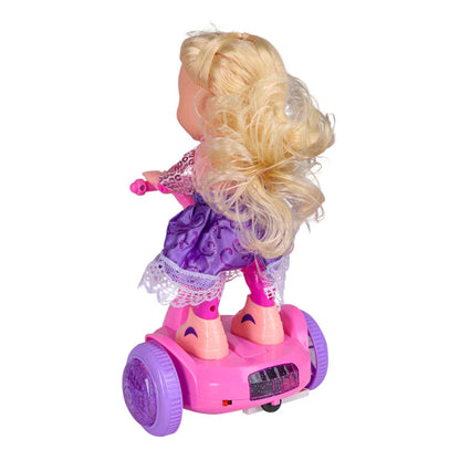 Cheerful Balance Car Doll – Light & Music Electric Scooter Toy for Girls (Ages 3+)
