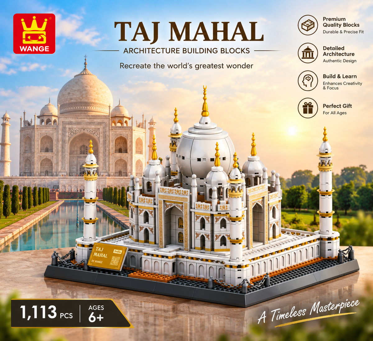 WANGE Taj Mahal Architecture Building Blocks 5211 – 1,113 Pieces