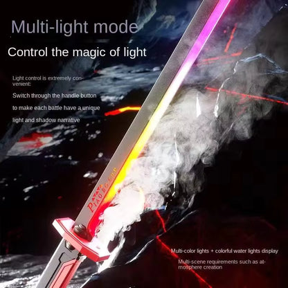 Cyberpunk LED Battle Sword with Smoke Effect, Spark Action & Sound – Rechargeable Light-Up Toy Sword for Kids