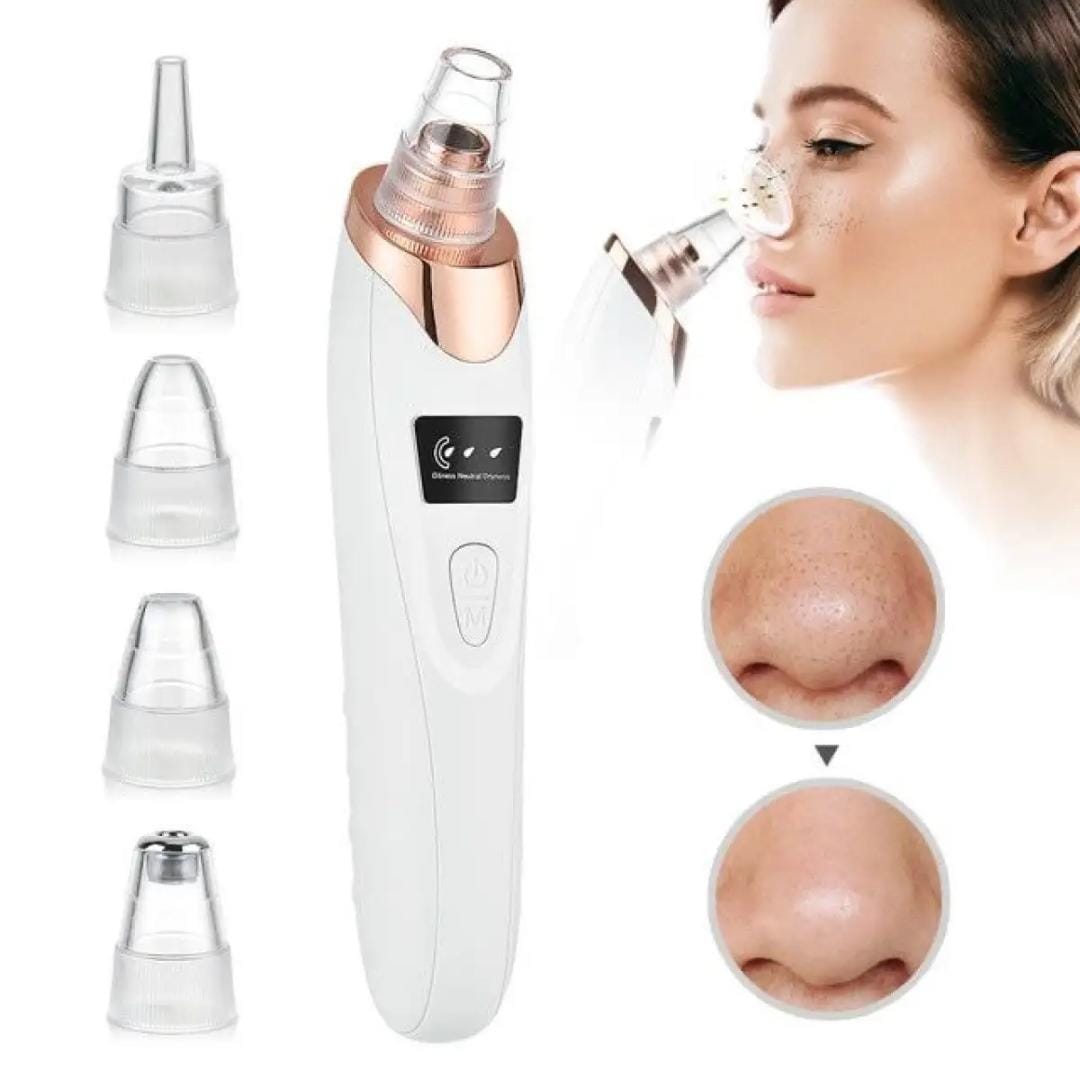 Rechargeable Derma Suction Electric Facial Pore Vacuum Blackhead Remover - 4-in-1 Skin Care Device