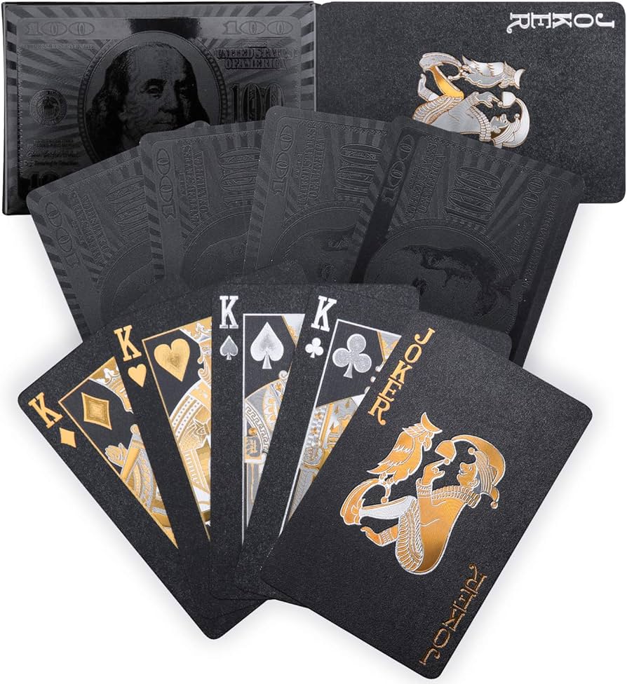 100$ Black Gold Playing Cards - Waterproof Poker Deck