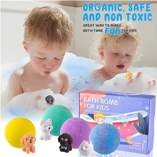 Kids Bath Bombs with Surprise Toys Inside – 12 Pack (Organic & Non-Toxic)