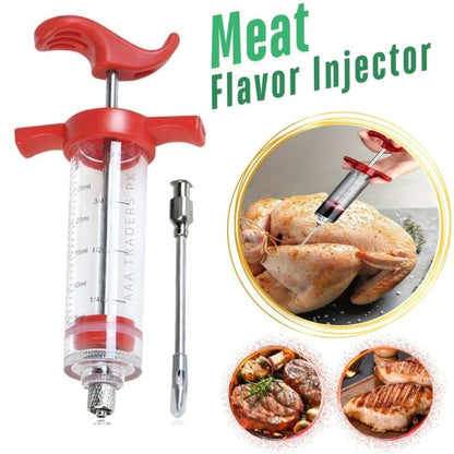 Meat Flavor Injector Syringe – Professional BBQ Marinade Kit